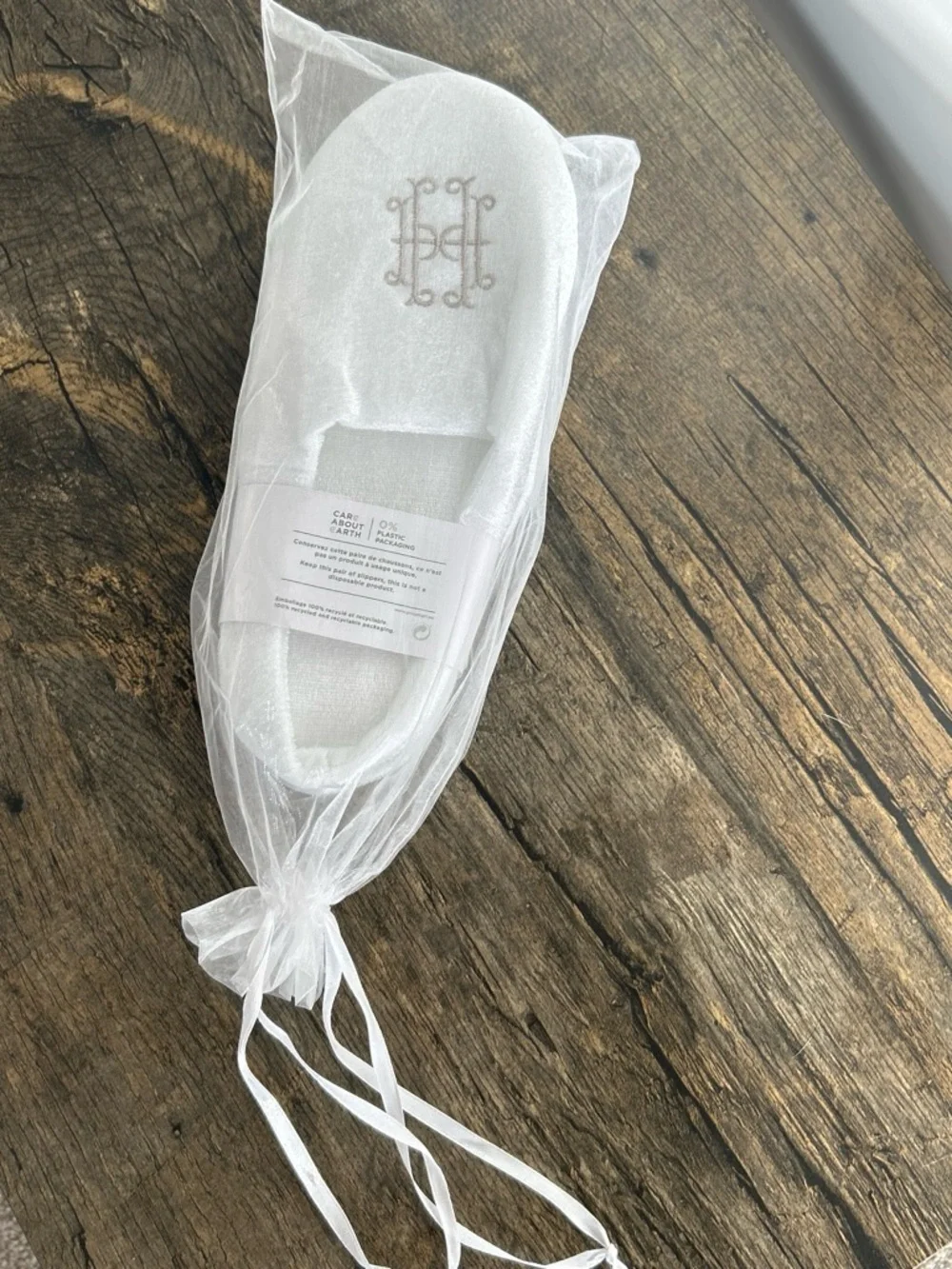 MONACO luxury hotel Monogram Embroidered White Spa Slippers